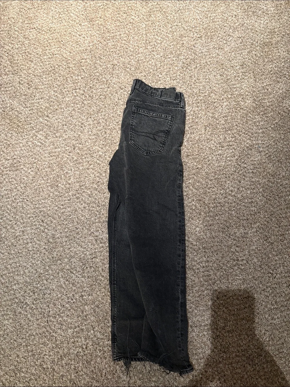 American Eagle High-Rise Wide Leg Women's Stovepipe Jeans in Washed Black